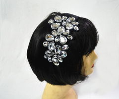 包邮热卖新款水钻头箍 韩版高档水晶玻璃宽边发箍，引领欧美手工发饰风尚